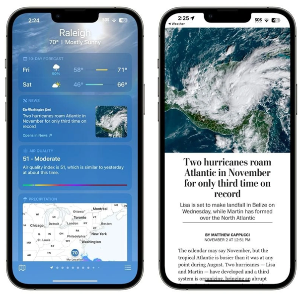 马鞍山苹果14维修分享iPhone 14手机如何看天气时顺带看新闻 