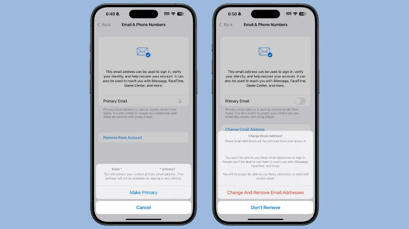 马鞍山苹果手机维修分享苹果 iOS 18.1 支持设置“主要”邮箱地址并更改 iCloud 邮箱 