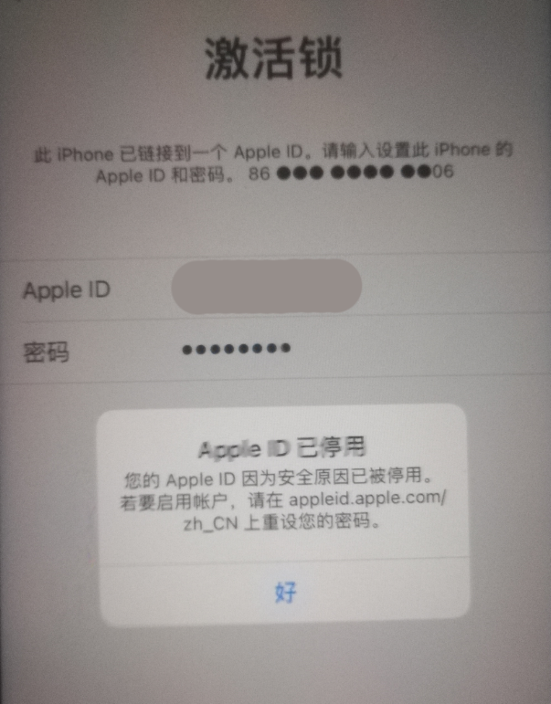 马鞍山苹果手机维修分享iPhone 12 出现提示“Apple ID 已停用”怎么办 